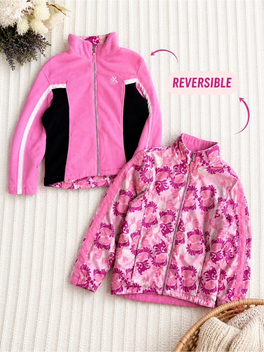 Vintage ZeroXposur Girls Pink Reversible Jacket Size XL